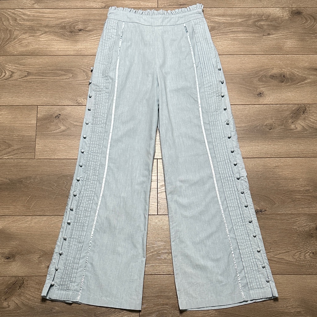 Free People Nigel Preston Wide Flare Trousers High Rise Light Blue Size Xs
